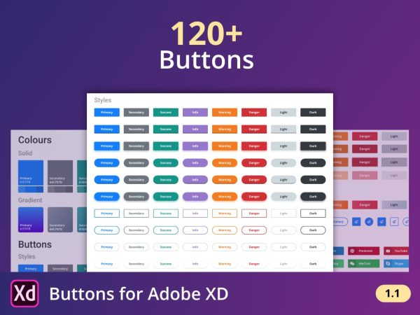120+ Buttons for Adobe XD